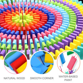 WOOD CITY domino topple race captures a colorful, mesmerizing chain reaction.