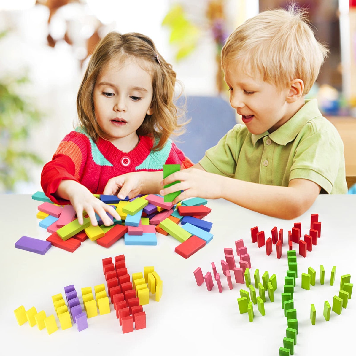 WOOD CITY family-friendly domino play for group fun and learning.