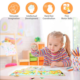 WOOD CITY puzzle rack keeps pieces organized for easy, mess-free play sessions.