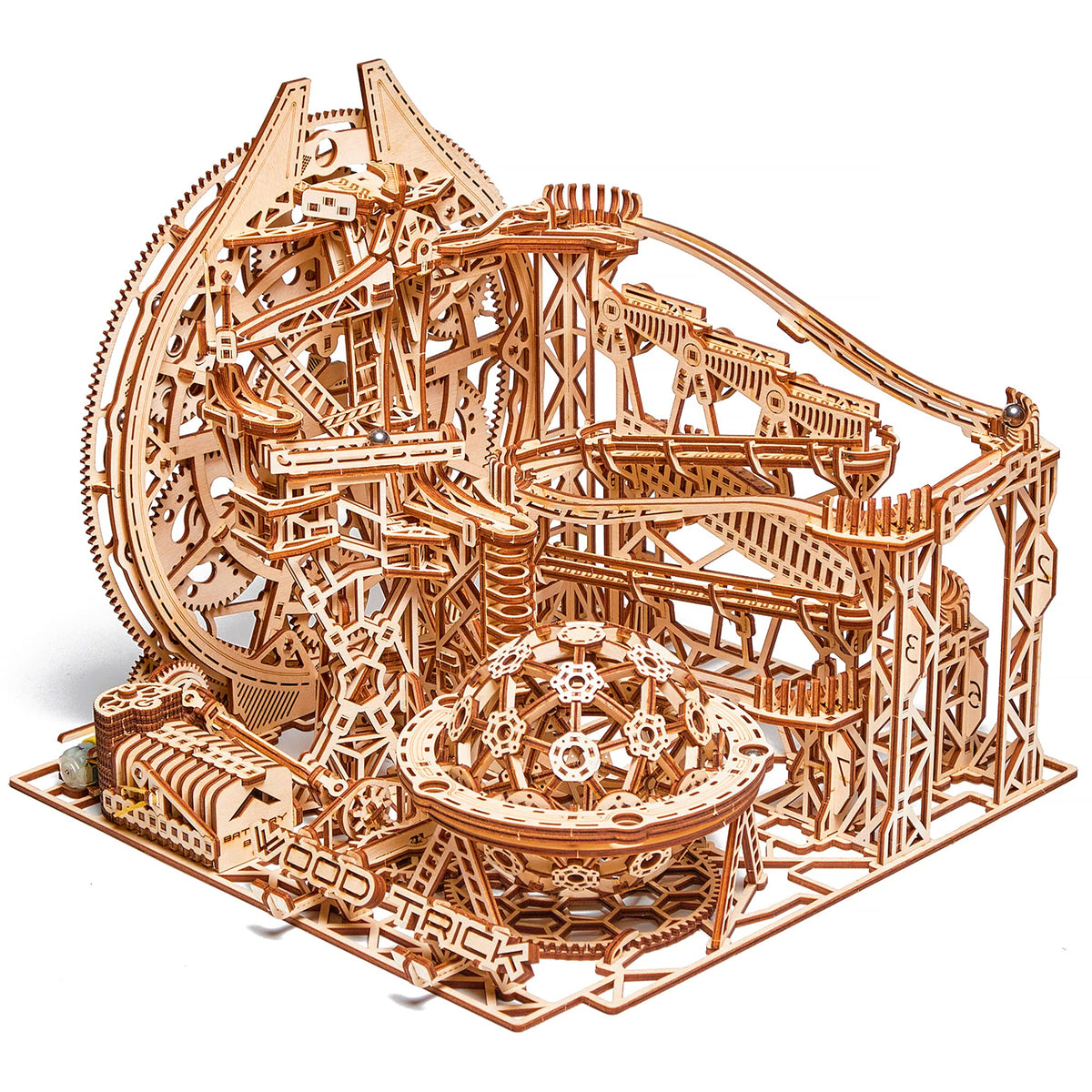 Wood Trick wooden marble run motorized kit for adults