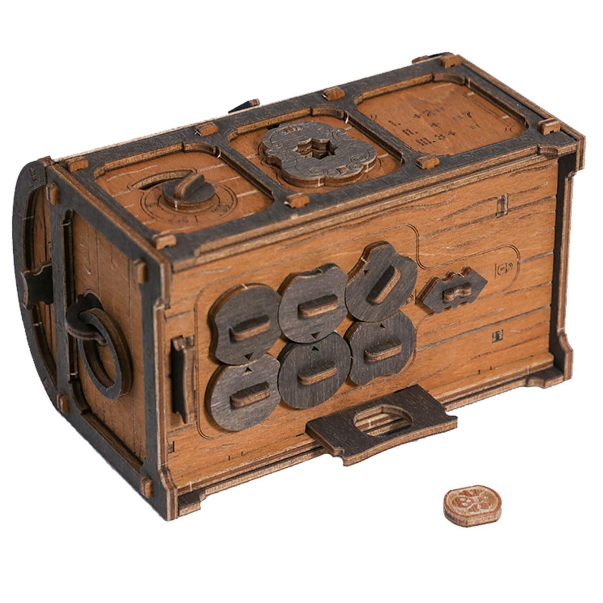 WOODEN.CITY Treasure Chest puzzle box on desk display demonstrates decorative appeal.