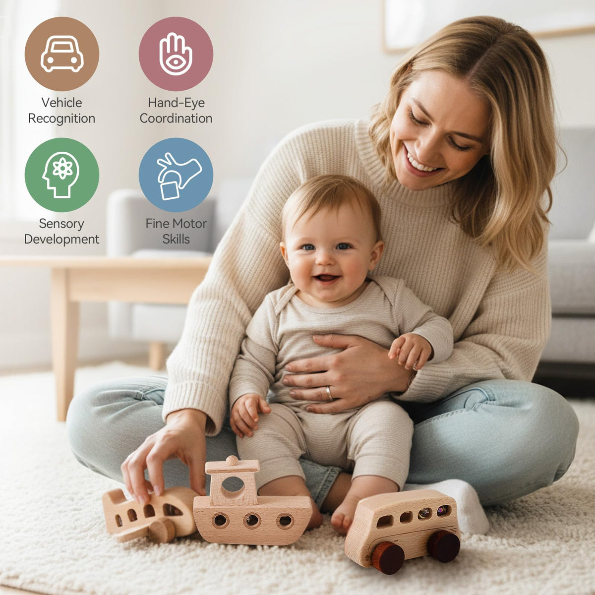 Wooden Teether compact design fits small hands