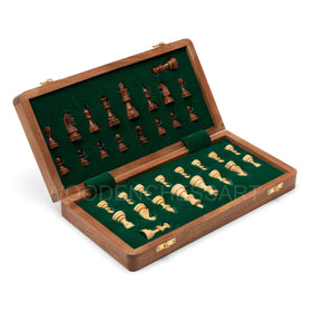 WoodenChessArt folded chess set with two locks for easy portability