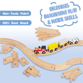 WoodenEdu curved switch track enabling versatile routing and branching.