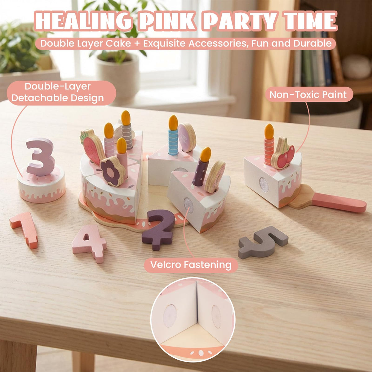 WoodenEdu colorful number cakes introduce numbers and basic math in play