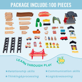 WoodenEdu double-sided tracks enabling creative layouts and varied play sessions