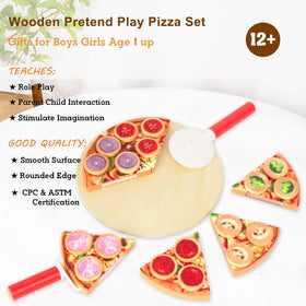WoodenEdu pizza cutter for realistic slicing in pretend play