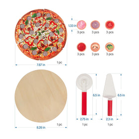 WoodenEdu pizza slices with toppings for color recognition and fine motor practice