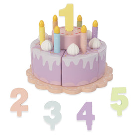 WoodenEdu cream cake with candles boosts imaginative play and fine motor skills.