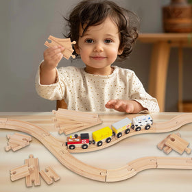 WoodenEdu smooth-edge design with non-toxic paint for safe kid-friendly building.