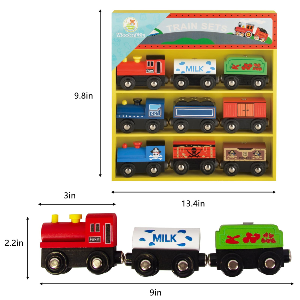 WoodenEdu train fire truck inspires storytelling with durable wooden design