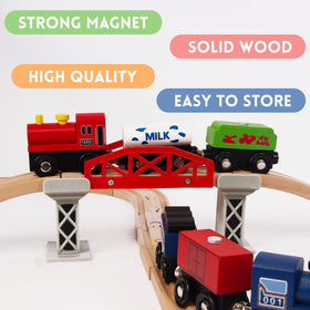 WoodenEdu train police car supports pretend city trips and motor skills