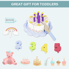 WoodenEdu tray and cake pieces arranged for easy assembly play.