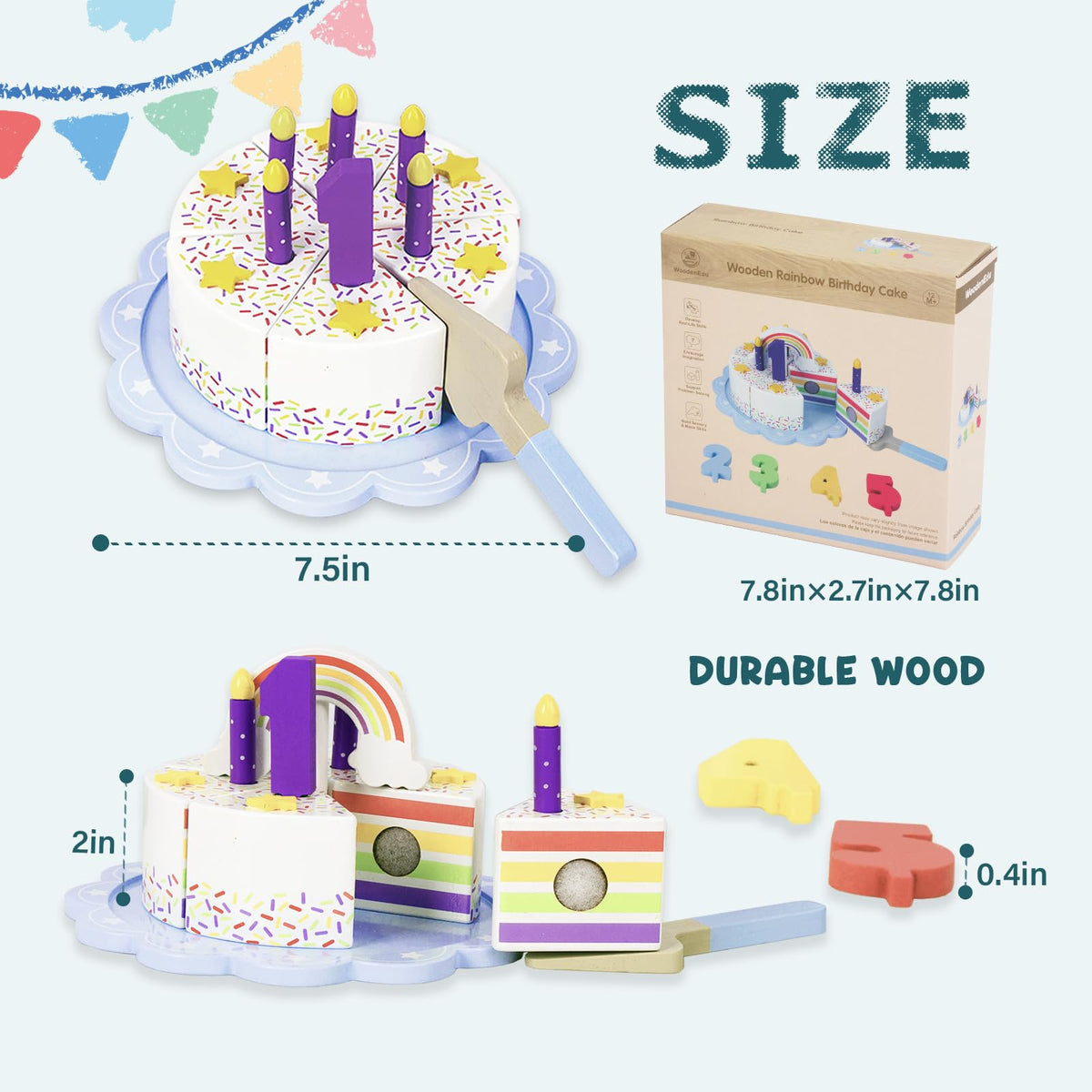 WoodenEdu wooden knife cutting action for realistic pretend play.