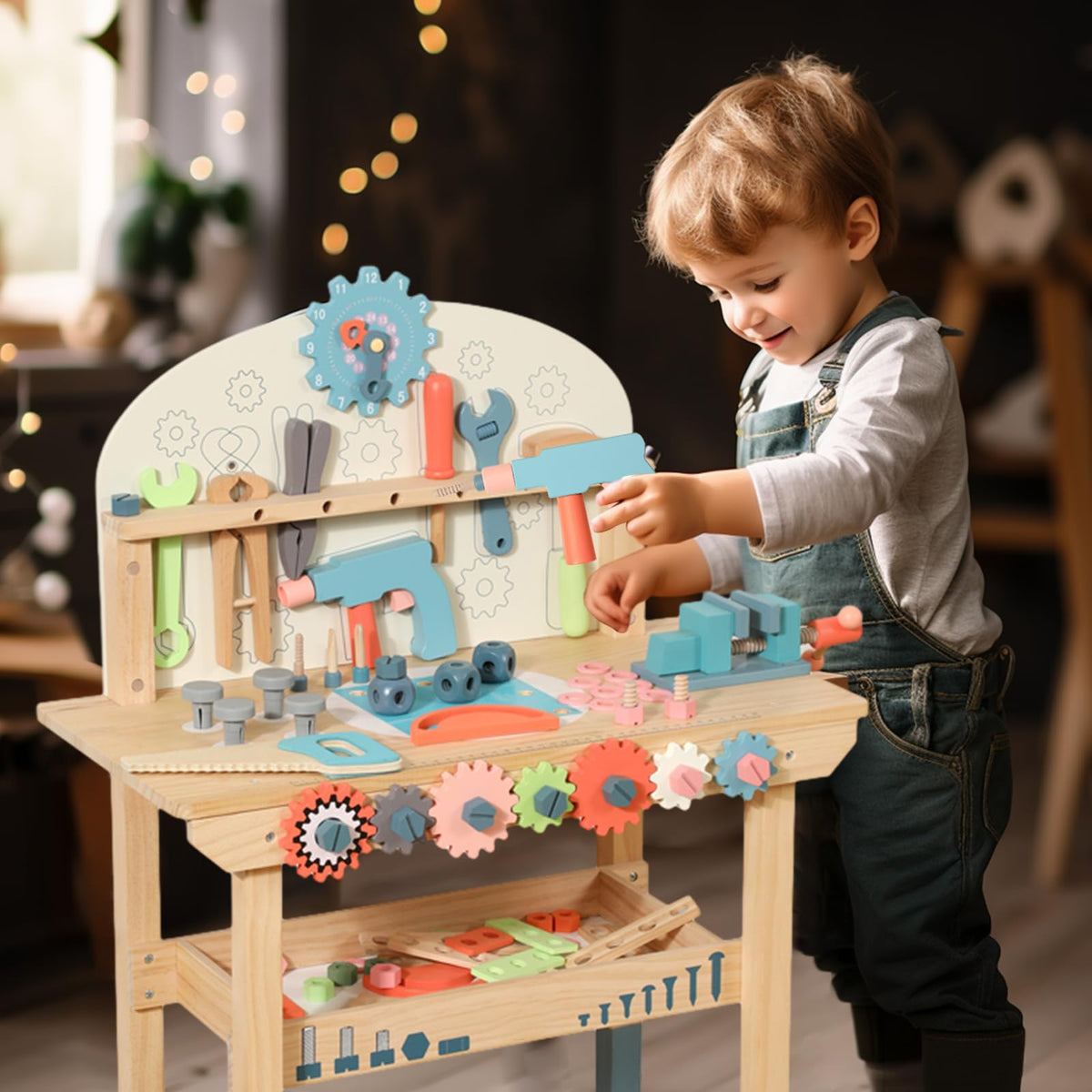 WOODENFUN nuts, bolts, screws, and gears boost problem solving.