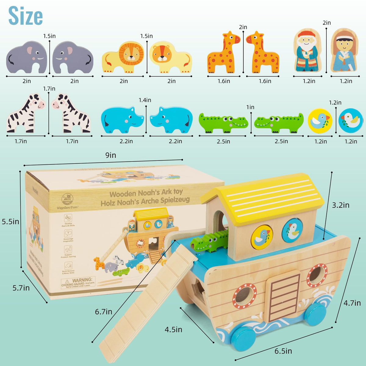 WOODENFUN ark top turns for easy storage and access