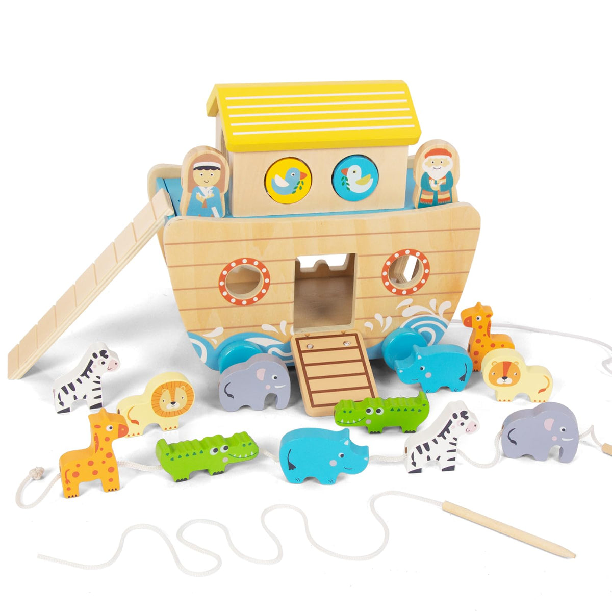WOODENFUN Noah's Ark toy with figures for imaginative storytelling and role-play