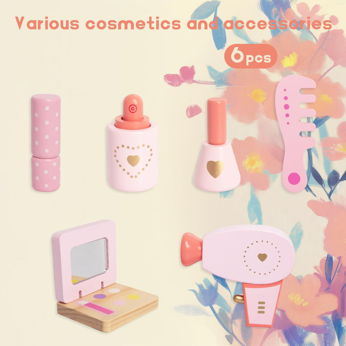 WOODENFUN pretend salon tools support role-play and creative routines