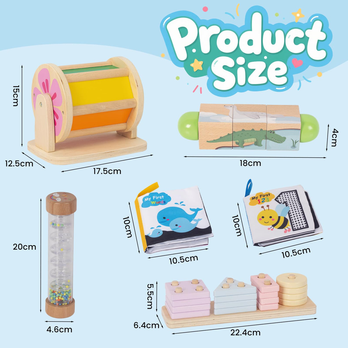 WOODENFUN rain stick offers calming sounds to support auditory attention.
