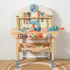 WOODENFUN workbench with hammer and saw invites hands-on construction practice.