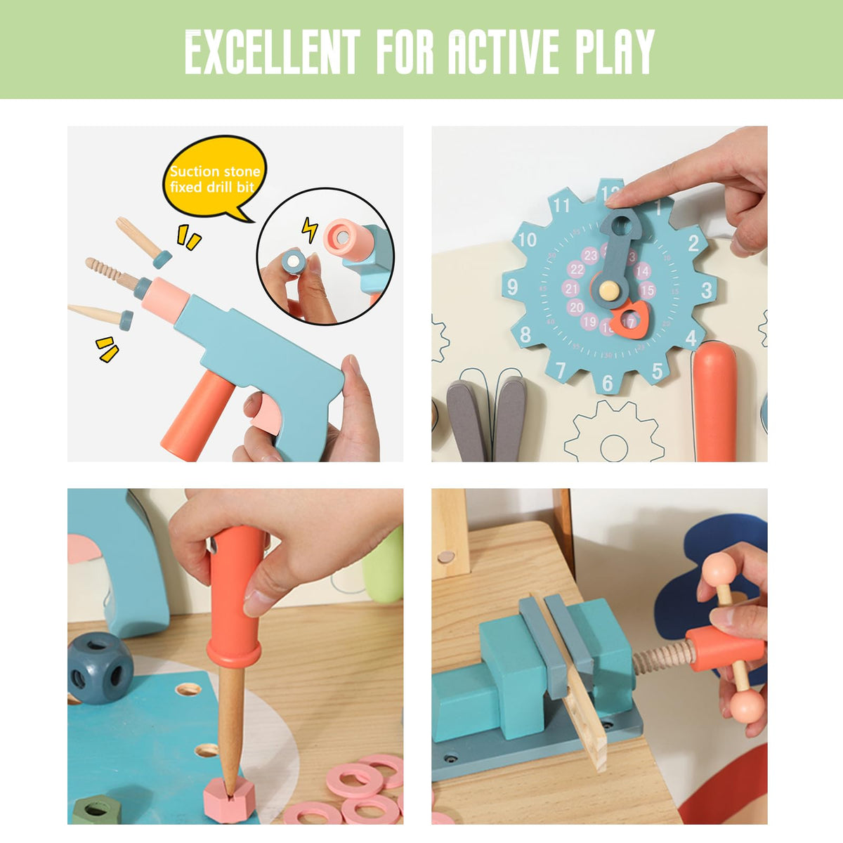 WOODENFUN screwdriver and wrench set supports pretend repairs and learning.