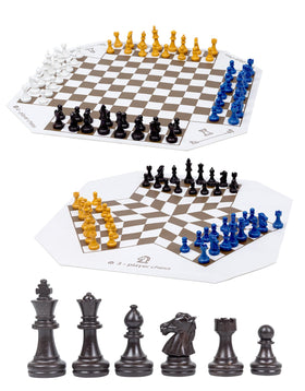 WoodGod 3-4 player leather chess board, portable and durable for travel.