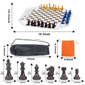 WoodGod colorful 64-piece chess set enhances group play and strategy.