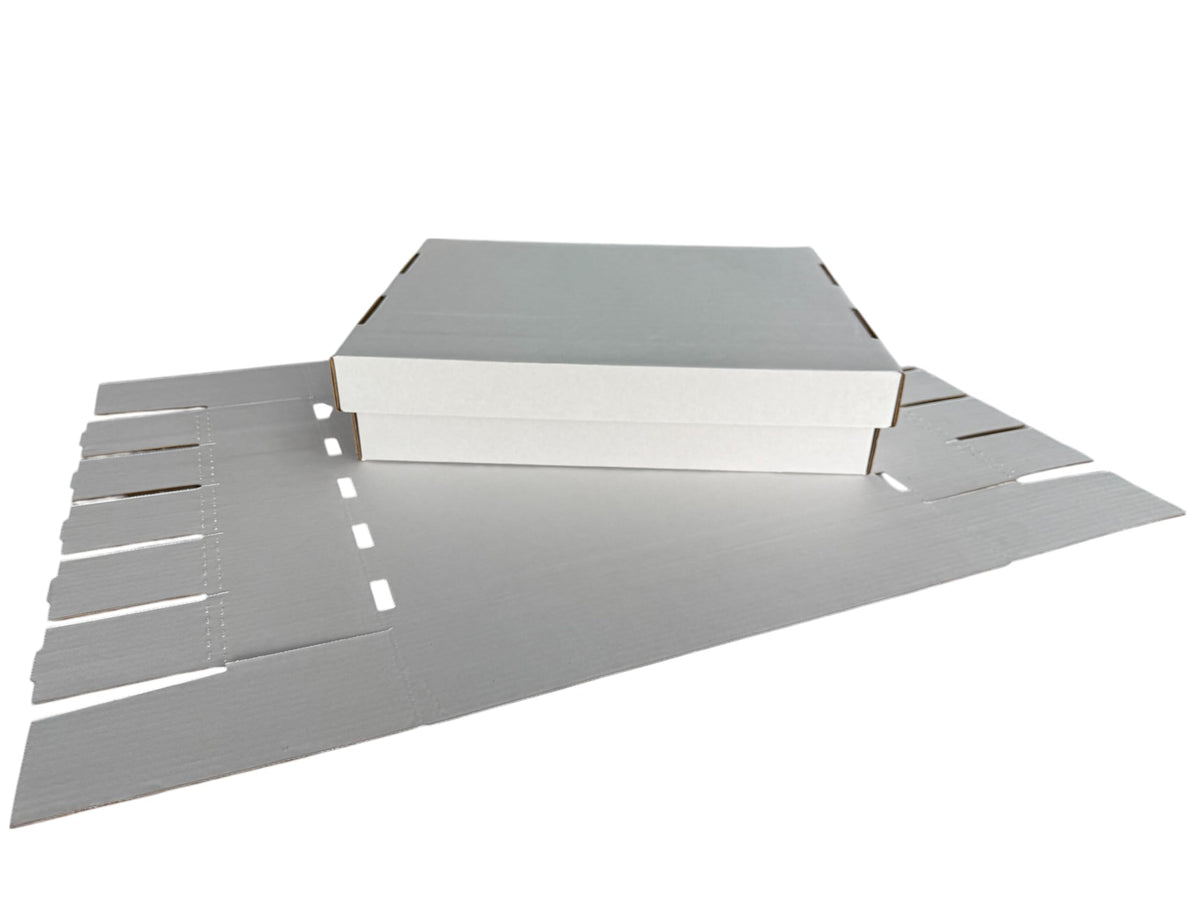 Woodhaven 5000-count card storage box open interior shows dividers and ample space.