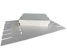 Woodhaven 5000-count card storage box open interior shows dividers and ample space.