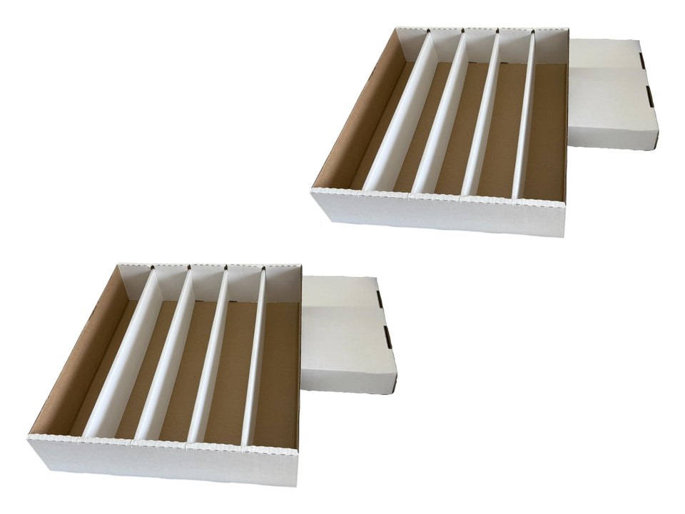 Woodhaven 5000-count card storage box top view shows durable construction for large collections.