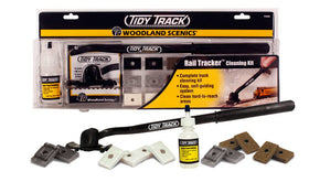 Woodland Scenics Tidy Track Rail Tracker Kit open box for quick rail cleaning setup