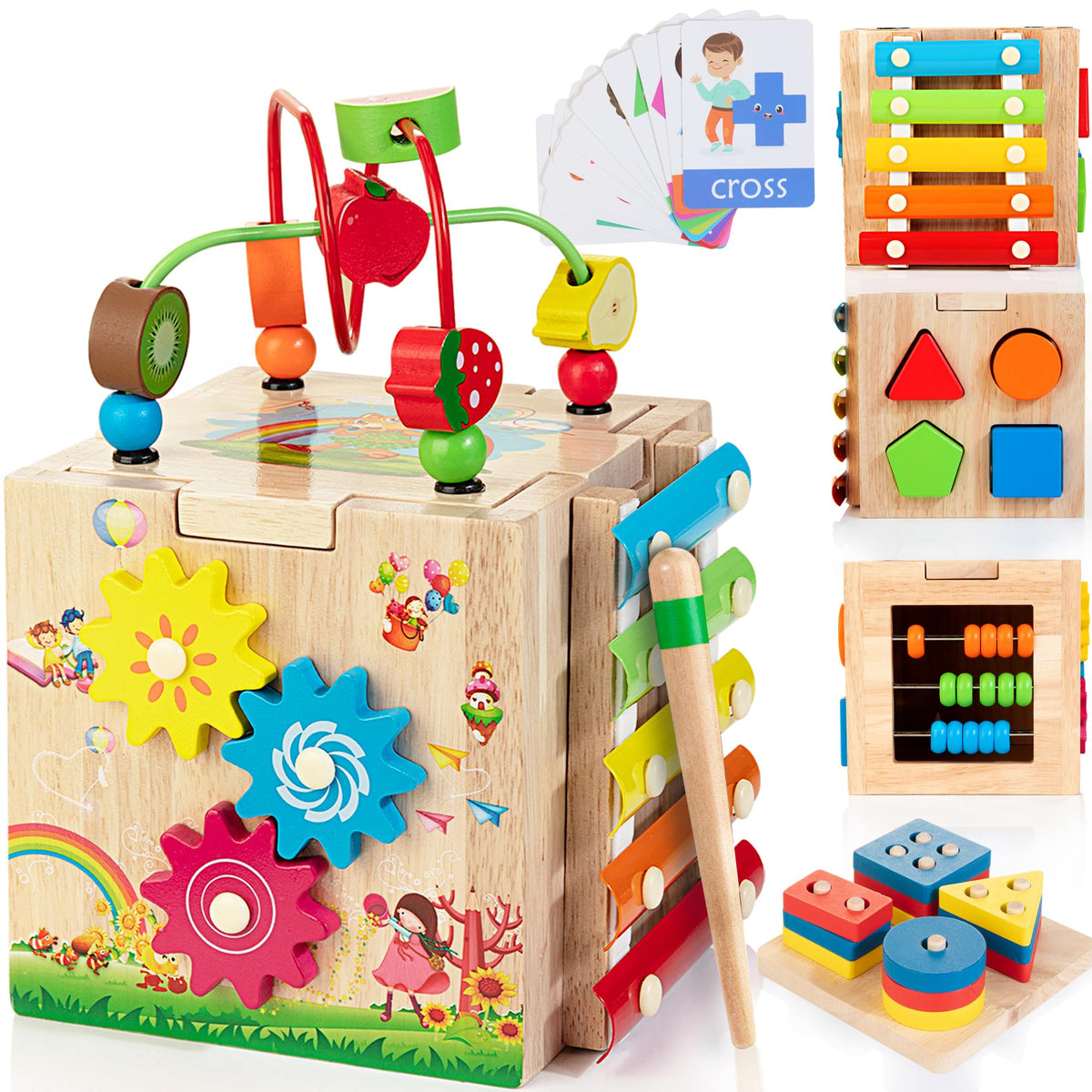 WOODMAM Bravmate Cube bead maze enhances fine motor skills during play.