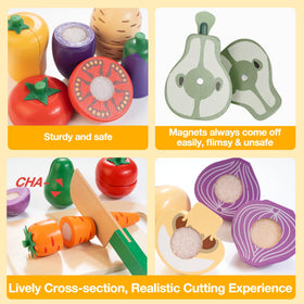 WOODMAM colorful fruit and veggie pieces boost recognition during imaginative play