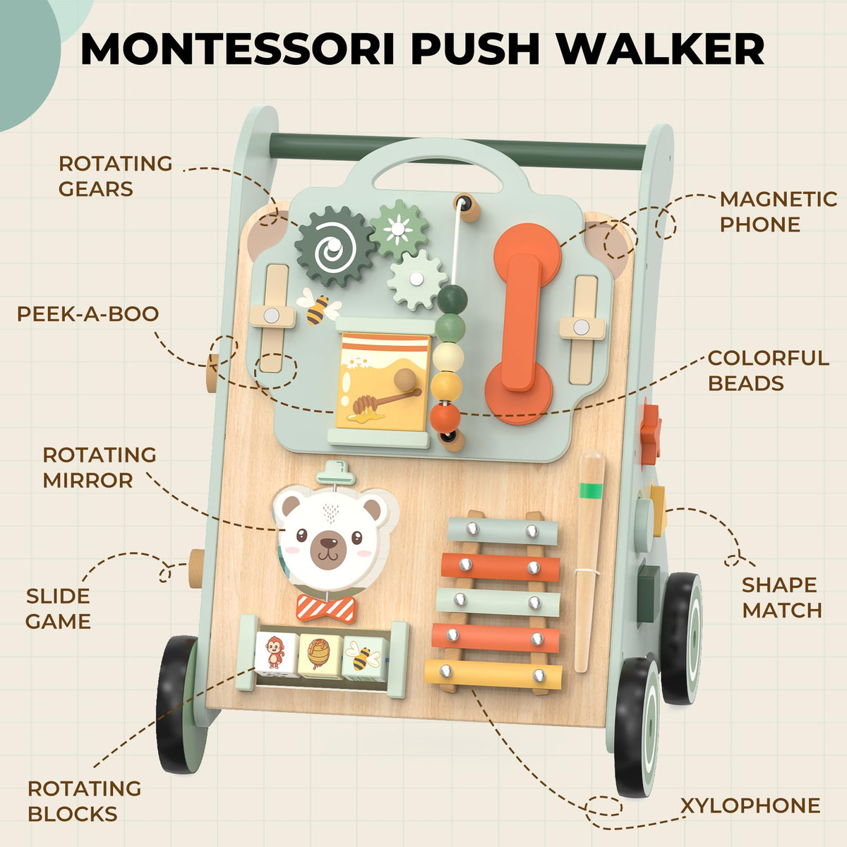 WOODMAM detachable busy board for tabletop play on the go