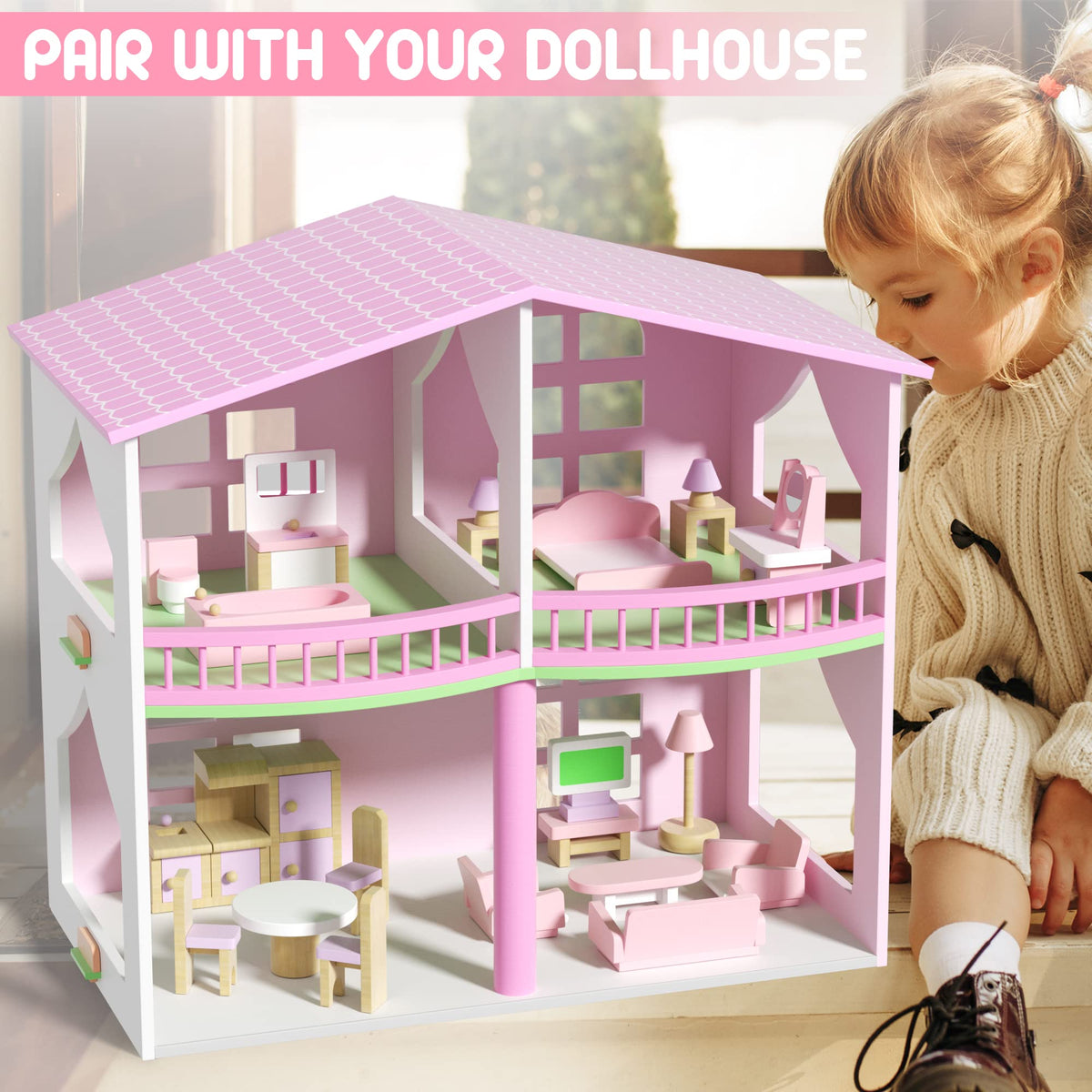 WOODMAM dollhouse accessories pack, complete set to spark creativity.