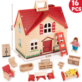 WOODMAM dollhouse working door adds interactive entry for kids