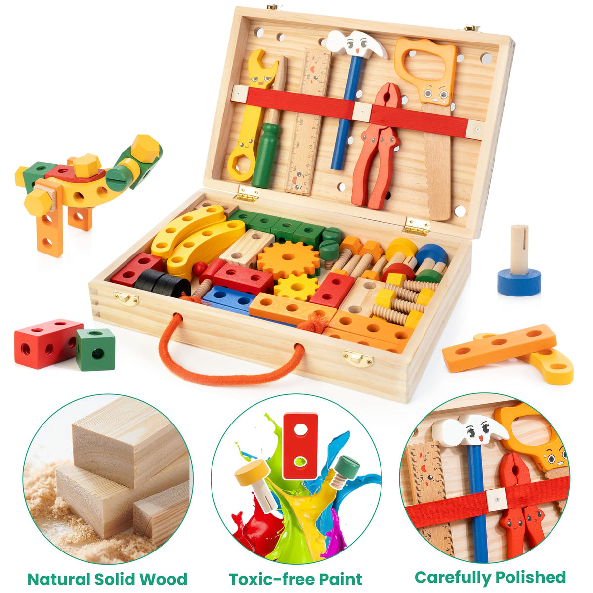 WOODMAM Educational pretend tools spark imagination and fine motor practice.