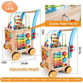 WOODMAM wooden walker makes a thoughtful first-birthday gift for curious toddlers.