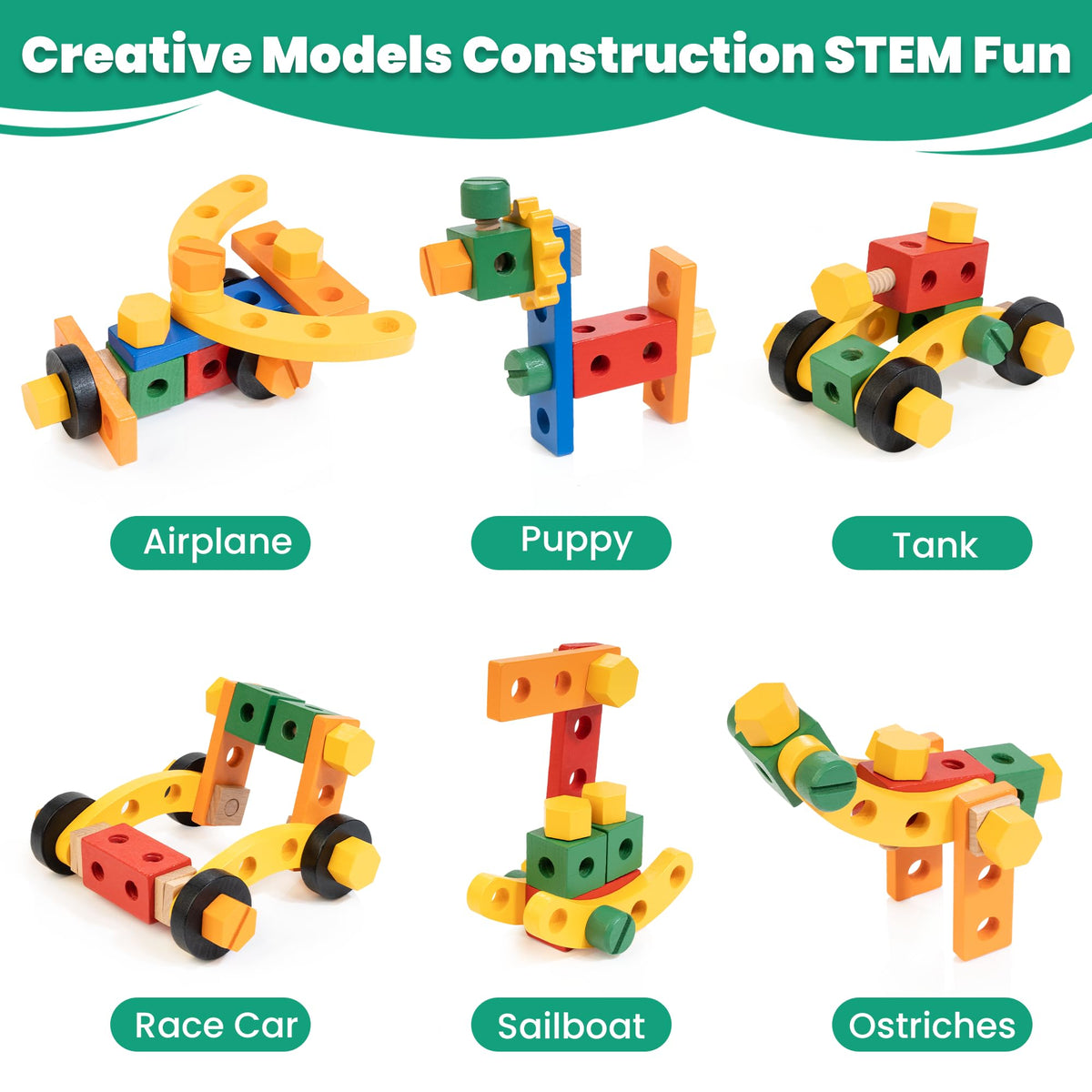 WOODMAM Double-sided flash cards encourage problem solving and interactive learning.