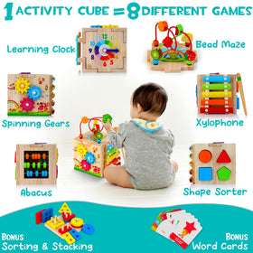WOODMAM HELLOWOOD baby xylophone on cube promotes rhythm play.