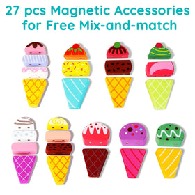 WOODMAM HelloWood 28 magnetic pieces invite creative mix-ins and color recognition.