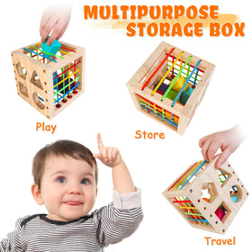 WOODMAM HELLOWOOD storage box keeps all shapes neatly contained for quick cleanup.