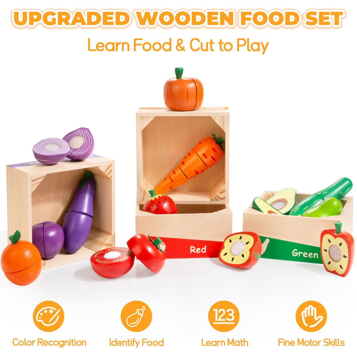 WOODMAM interlocking food pieces create satisfying crunch when sliced.