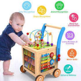 WOODMAM Montessori abacus rows promote counting familiarity and focus.