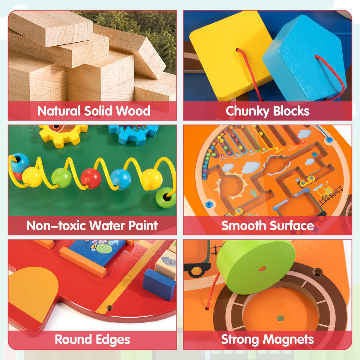 WOODMAM Montessori Learning Panel supports early musical awareness during play
