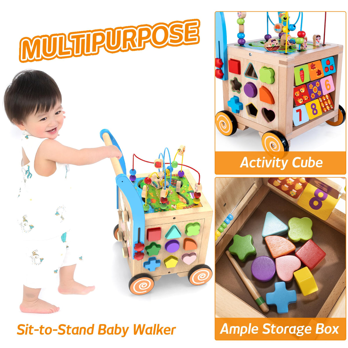 WOODMAM Montessori-inspired playtime emphasizes language and coordination through hands-on exploration.