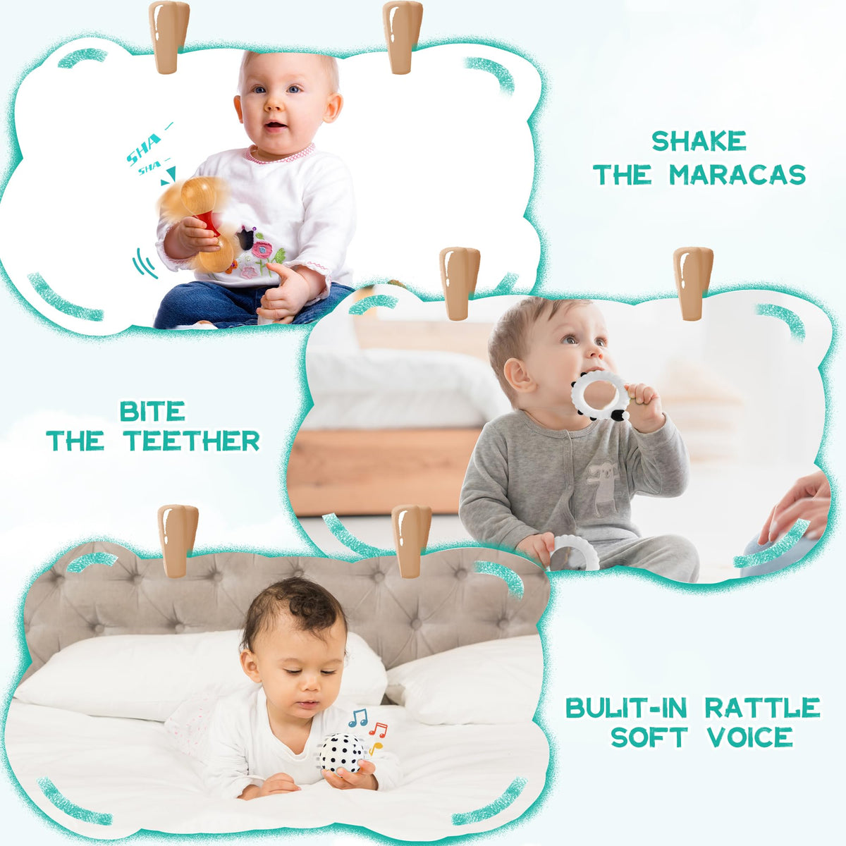 WOODMAM black and white cards encourage visual tracking and curiosity.