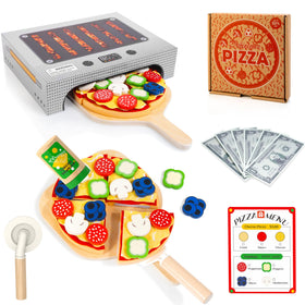 Woodmam pizza toy set with oven box for immersive pretend cooking