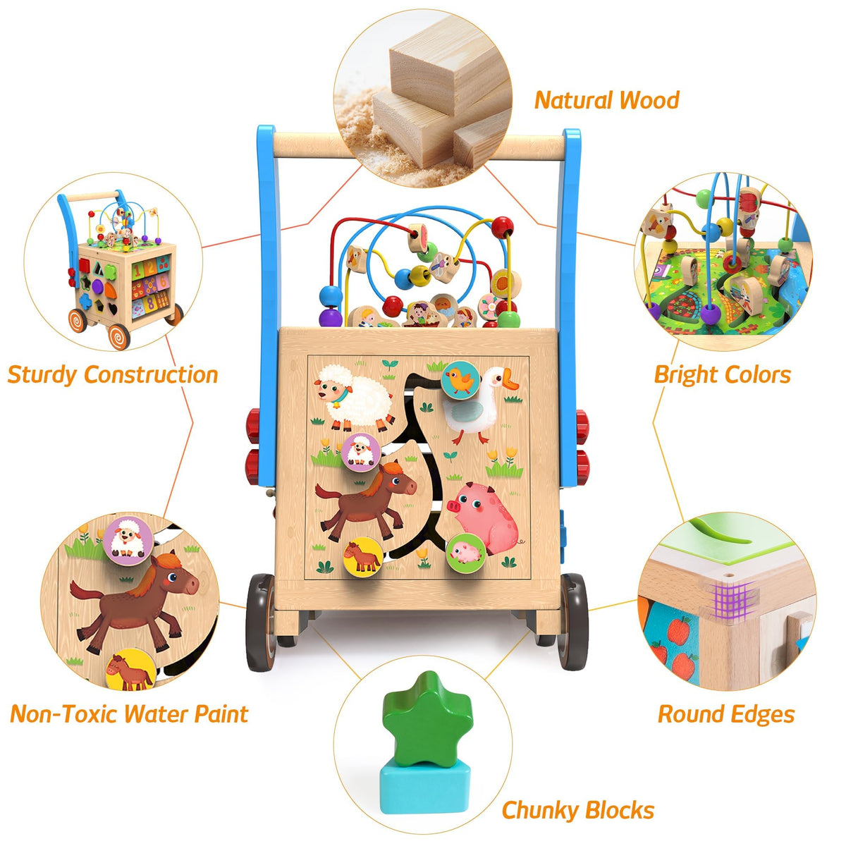 WOODMAM push-pull cart accessory supports movement exploration and balance.