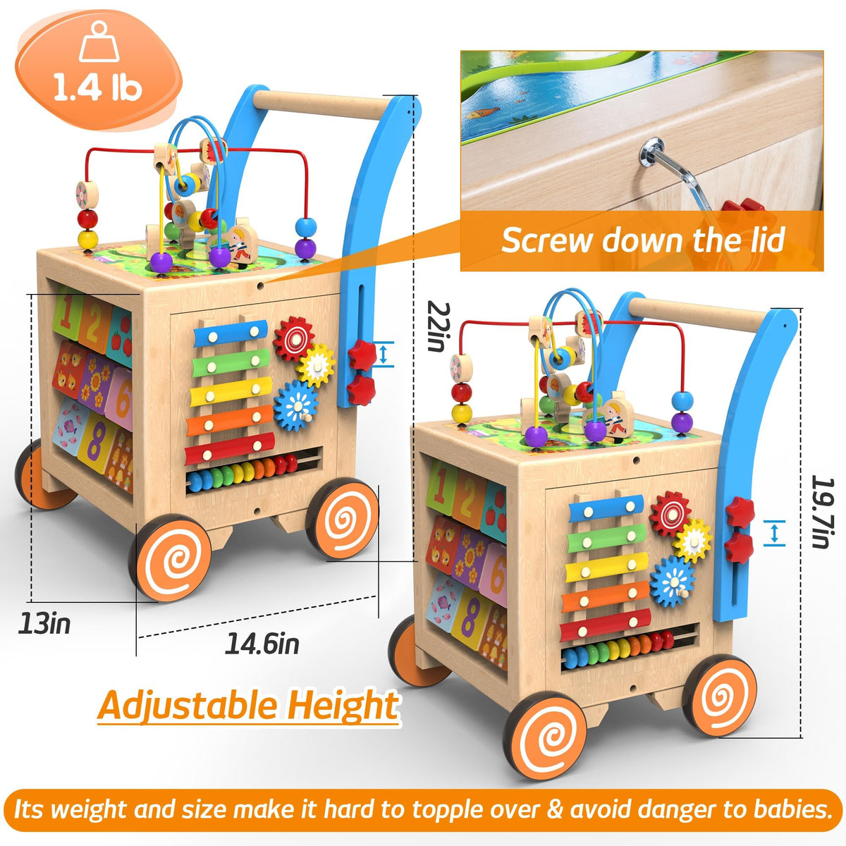 WOODMAM rotating gears toy stimulates problem-solving and tactile feedback.